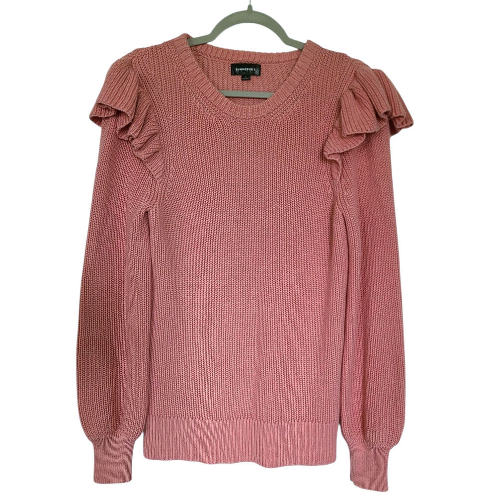 Summersalt The Flirty Ruffle Sleeve Sweater Relaxed Fit Size Small Pink